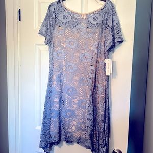 A Robbie Bee Blue and Pink Lace Dress